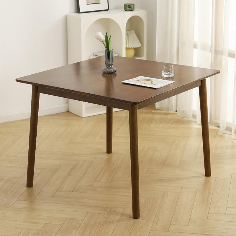Nut-brown Square Solid Wood Dining Table