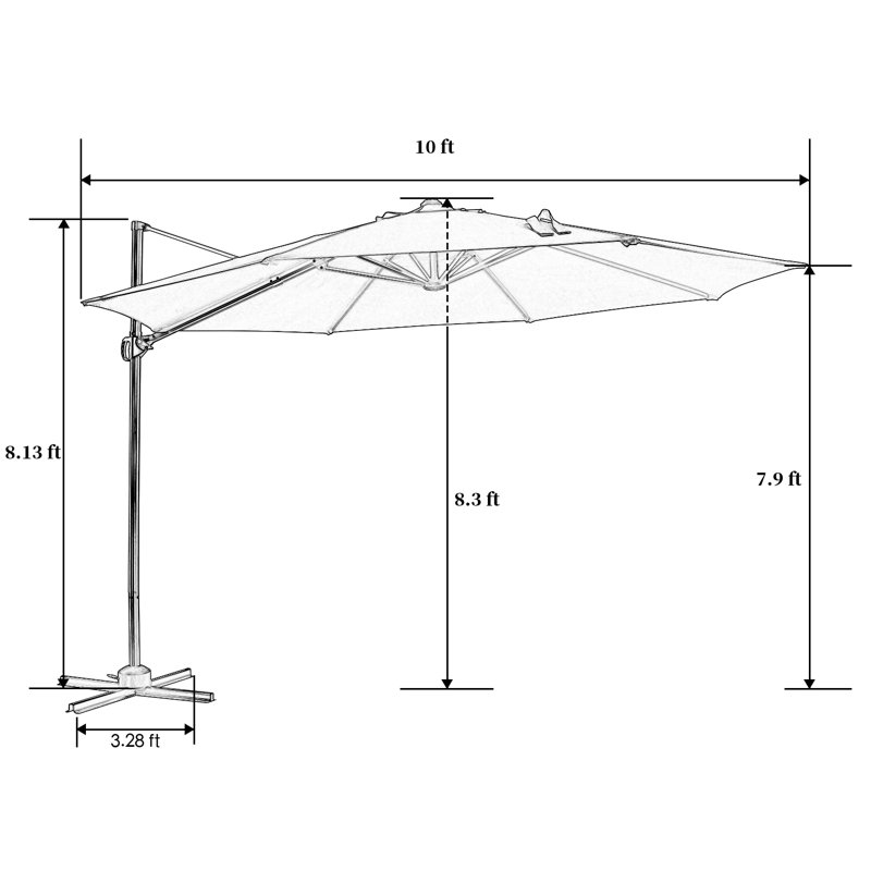 Parasol en porte-à-faux 10 pi Germar, Beige