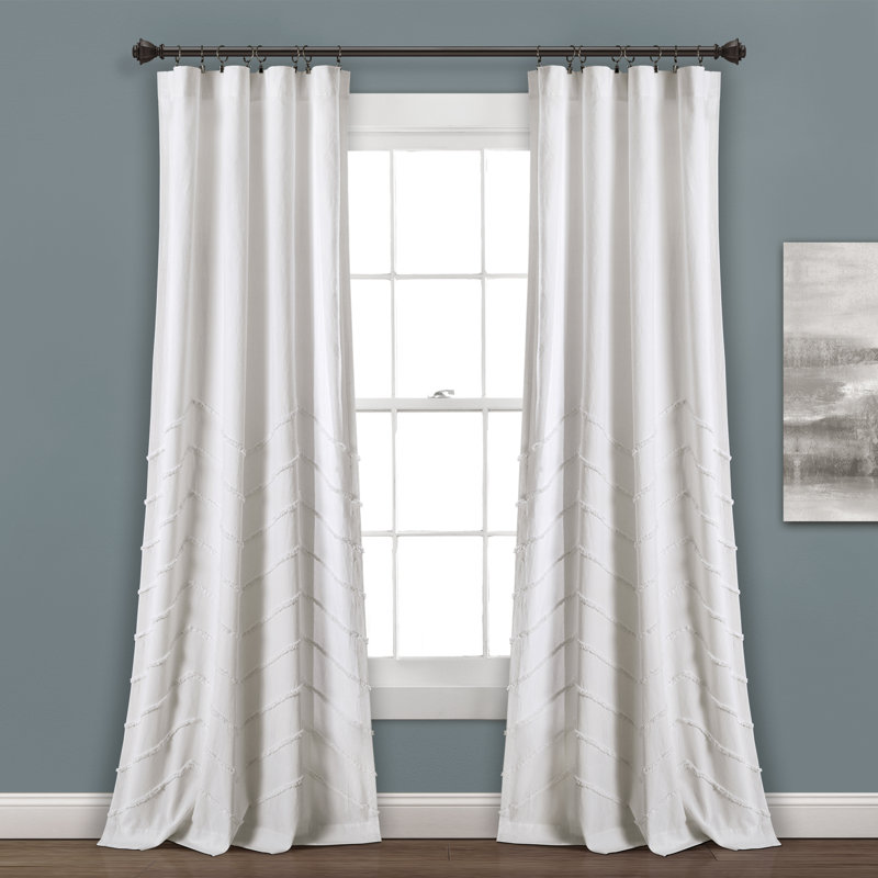 Paire de rideaux semi-transparents 100% coton, L 40 po x L 84 po, Blanc