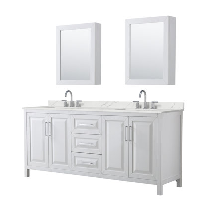 Daria 80'' Double Bathroom Vanity with Quartz Top