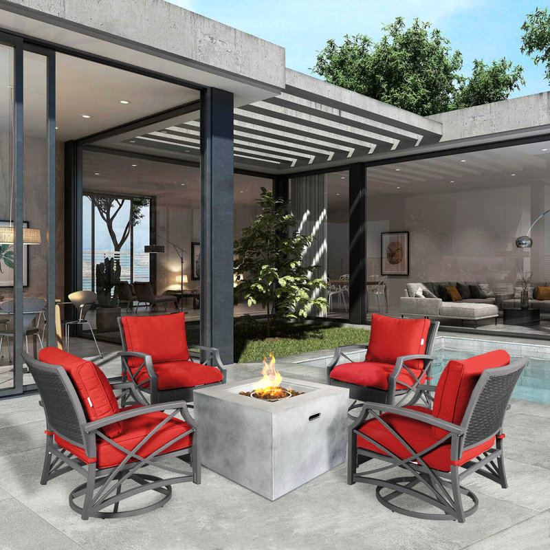 Ensemble de patio complet 5 pièces avec coussins