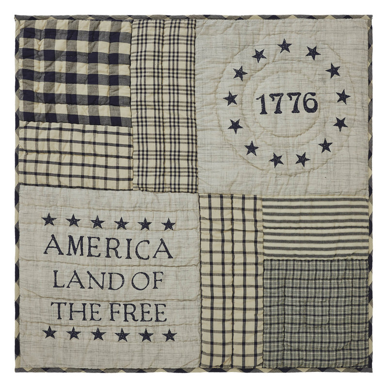 Navy and Khaki Cotton Quilted Lap Throw 32x32