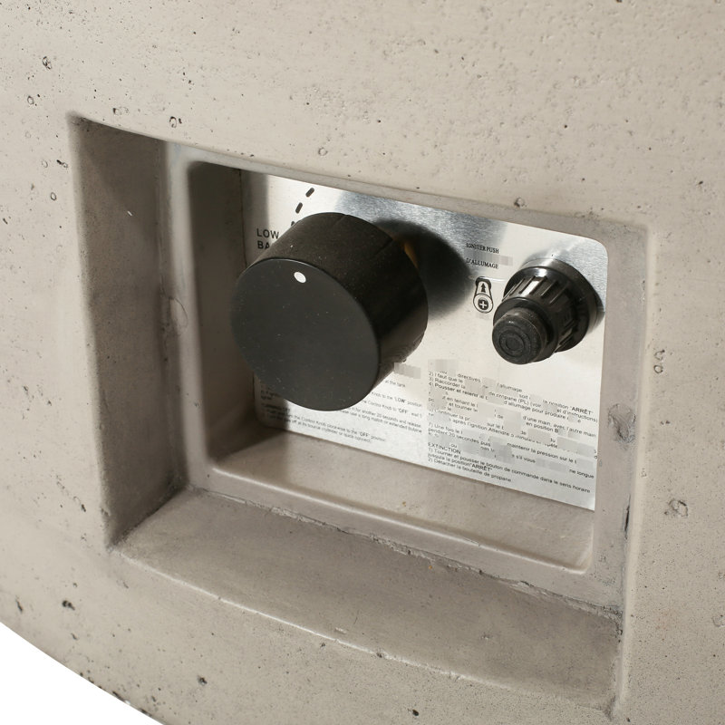 Foyer en béton gris 50 000 - Foyer rond sécuritaire, aspect minimaliste, H 11,46 po x l 40,07 po x P 39,06 po, Gris clair