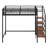 Twin Size Loft Bed With Stairs And Storage, Metal Loft Bed Frame With Upper Grid Storage Shelf And Lateral Storage Stairs-245425671