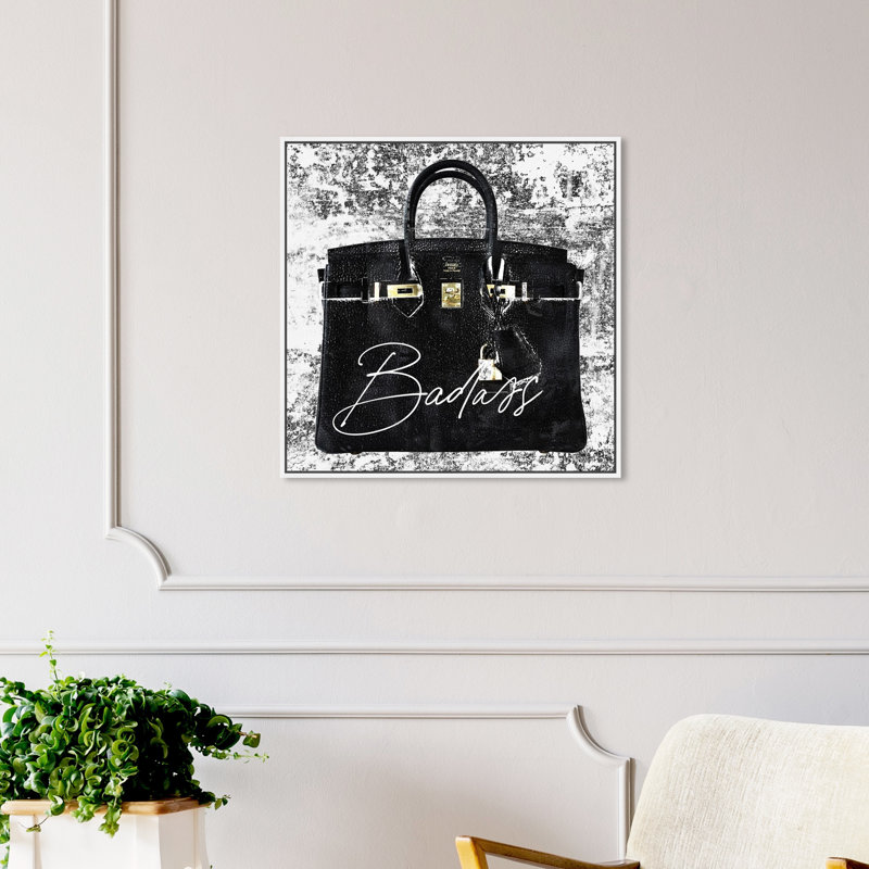 " Super Birkin Women Handbags ", 16" H x 16" W, White Framed