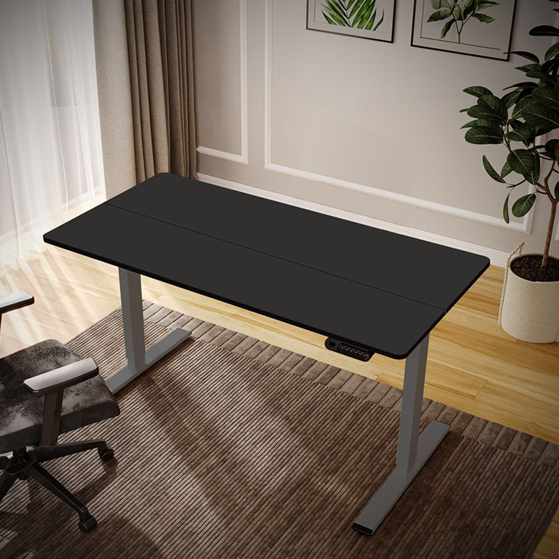 Electric Adjustable Height Standing Desk, Black/Gray, 46.85" H x 55.12" W x 13.78" D