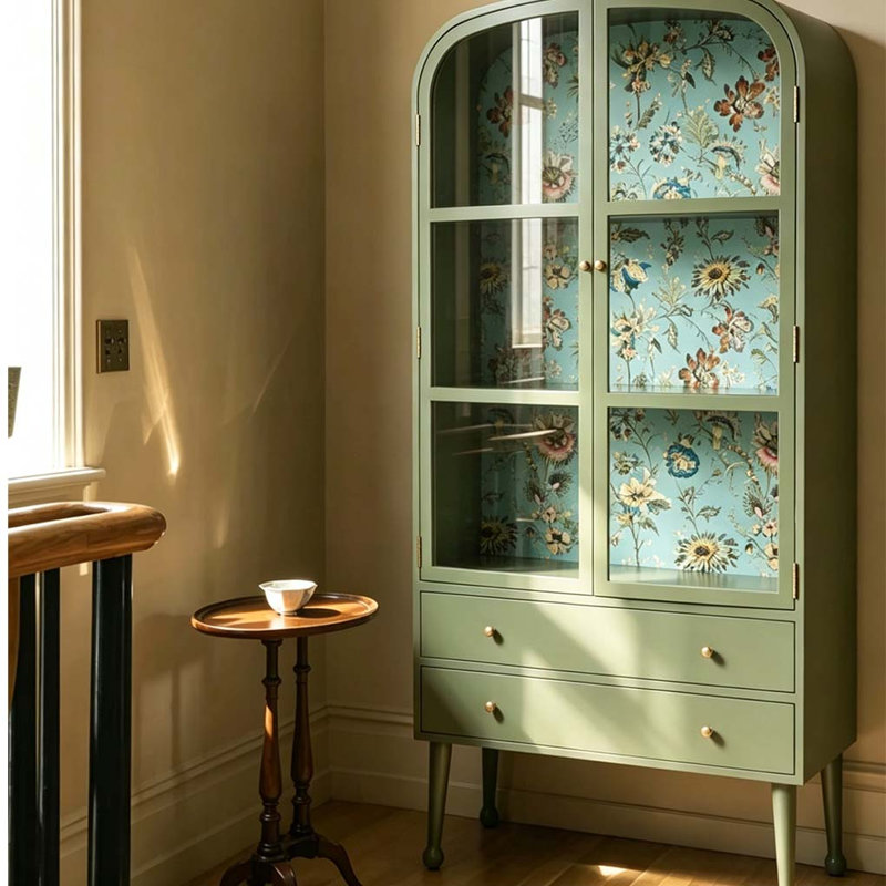 Vitrine porte vitrée arquée Vintage