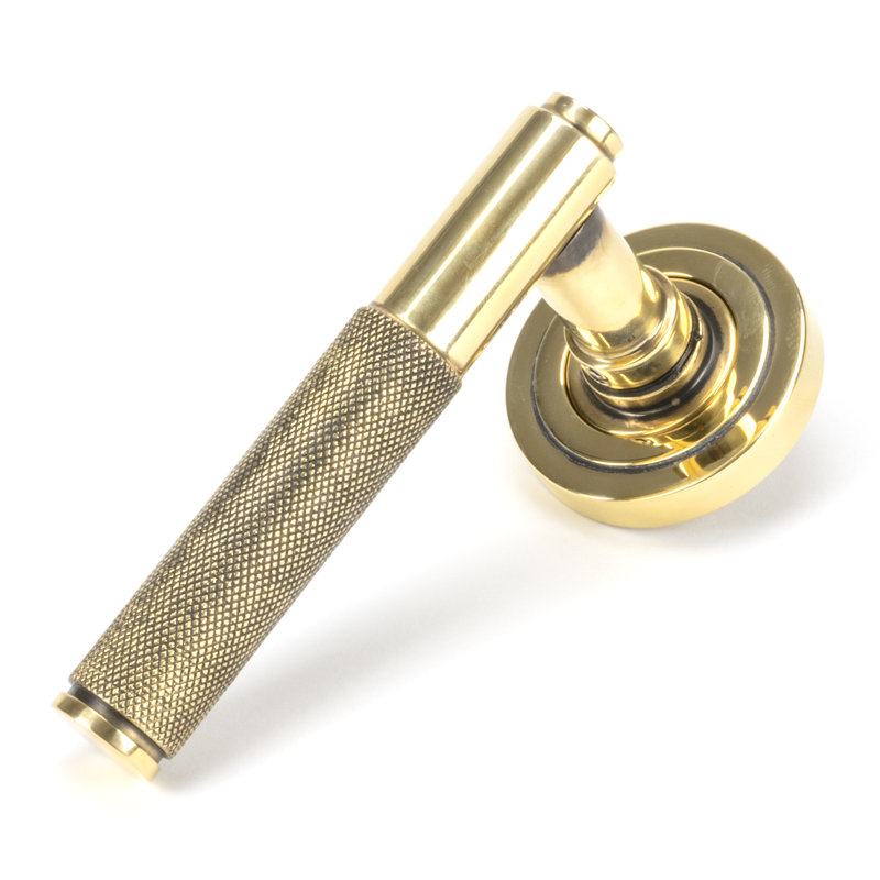 Brompton Latch Right Hand Door Handle, Aged Brass
