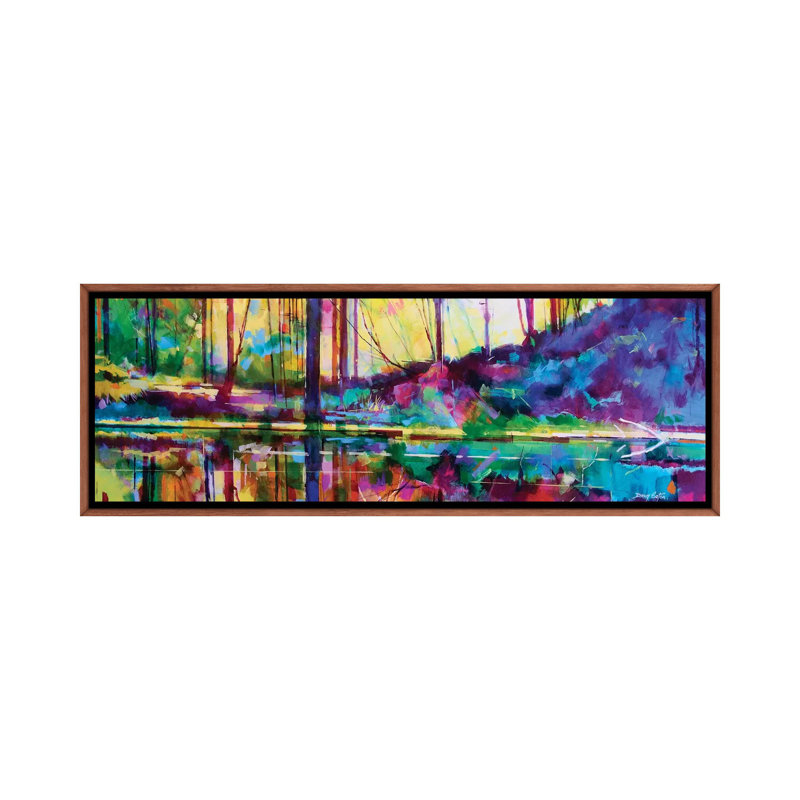 Serenity At Meadowcliff by Doug Eaton - Panoramic Painting on Canvas, 121.92 cm H x 40.64 cm W, Classic Brown Wood Framed