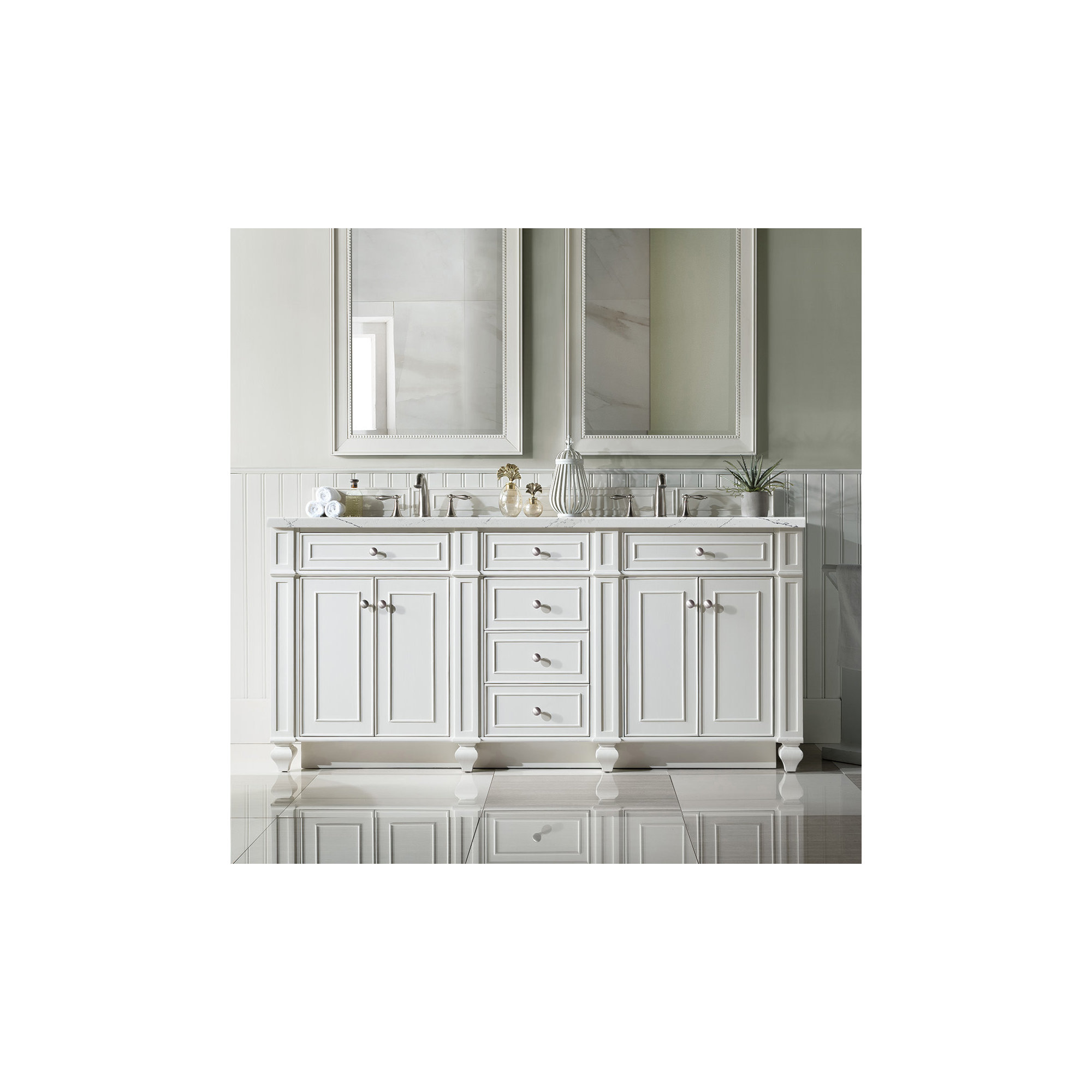 Bristol 72'' W Double Vanity, Ethereal Noctis, Bright White, 8" Widespread