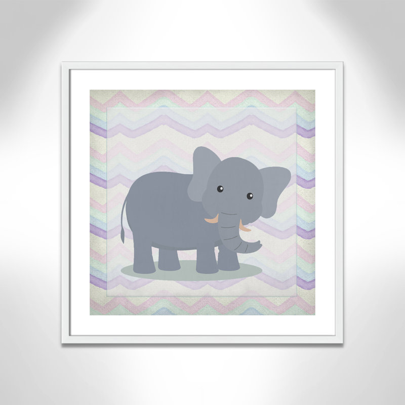 Art de l'éléphant rose, Encadré de boîte blanc, H 26,5 po x l 26,5 po x P 1,18 po