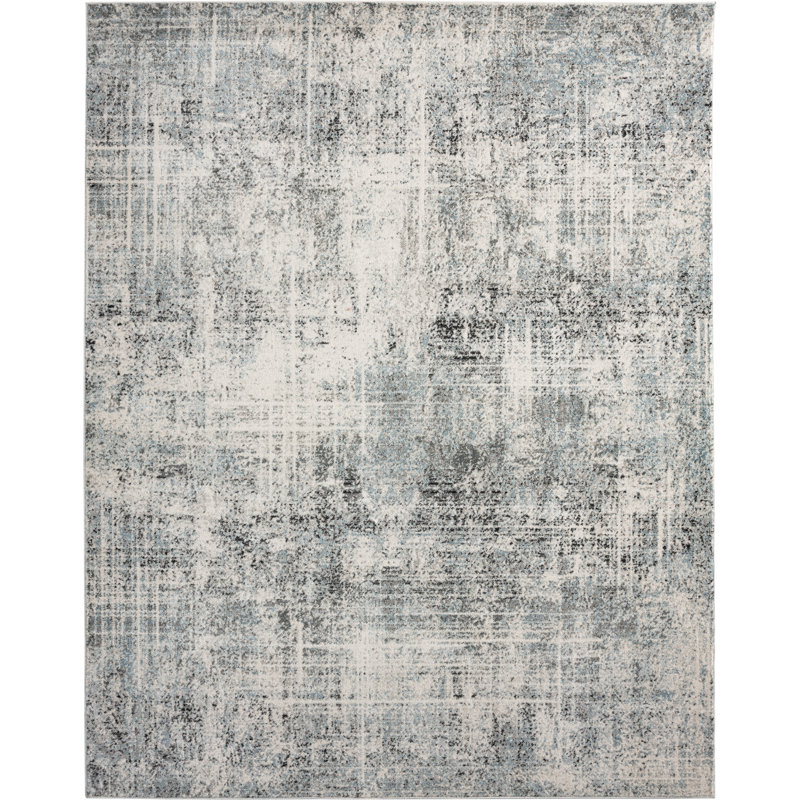 Abstract Area Rug in Grey, Rectangle 2' x 3'