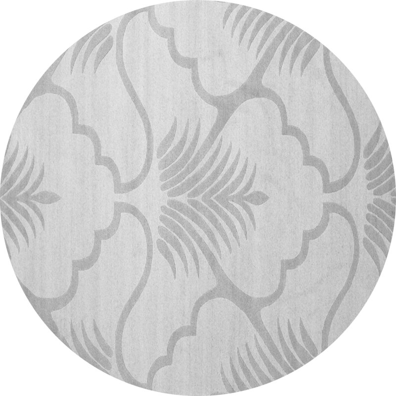 Tapis gris en chenille / polyester tissé à la machine Poulan, Rond 5 pi