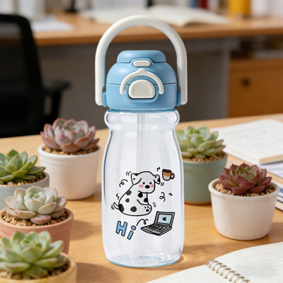 Bouteille d'eau 700 ml haute apparence tasse de paille résistant à la chaleur bouteille d'eau tasse portative isolée avec paille pour adultes