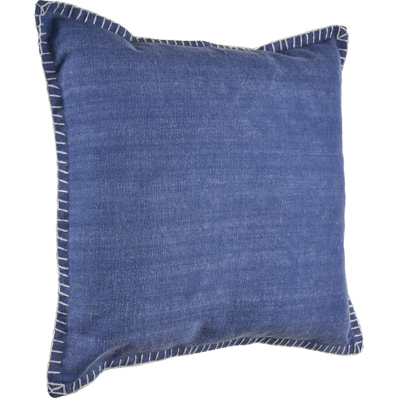 Housse et insert de coussin carré 100% coton , Blue, Polyester/ Bourre en polyester