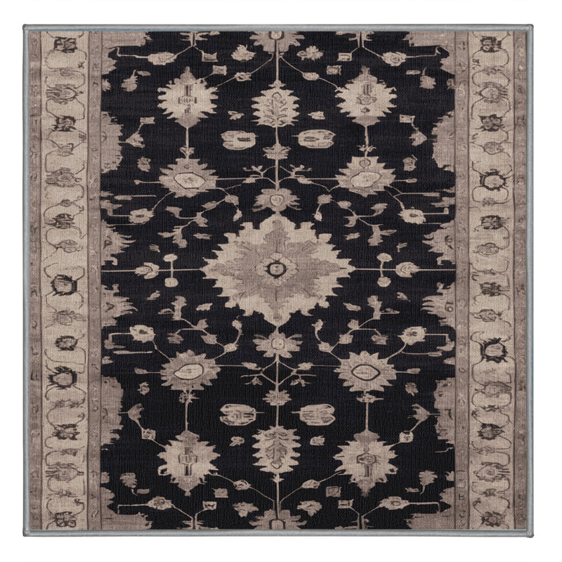 Machine Washable Overdyed Gray Area Rug, Square 5'