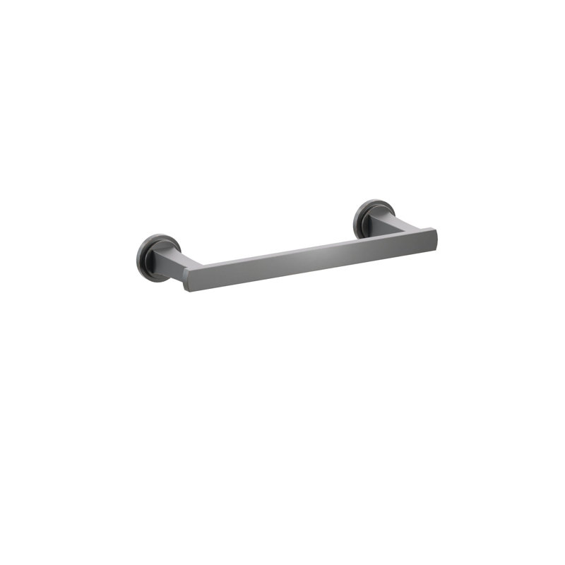 Emtek Transitional Flared Towel Bar w/ Step Disc Rosette, Oil Rubbed Bronze, 1.75" H x 10.375" L x 3.125" D