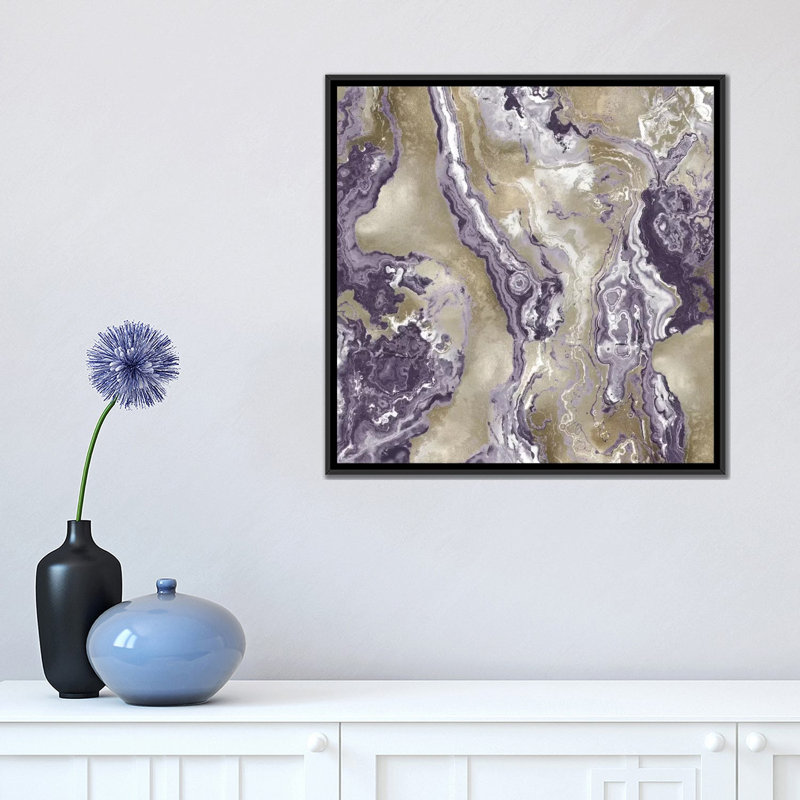 «Onyx Amethyst», impression sur toile, H 18 po x l 18 po x P 1,5 po, Toile encadrée noire, Pas de tapis
