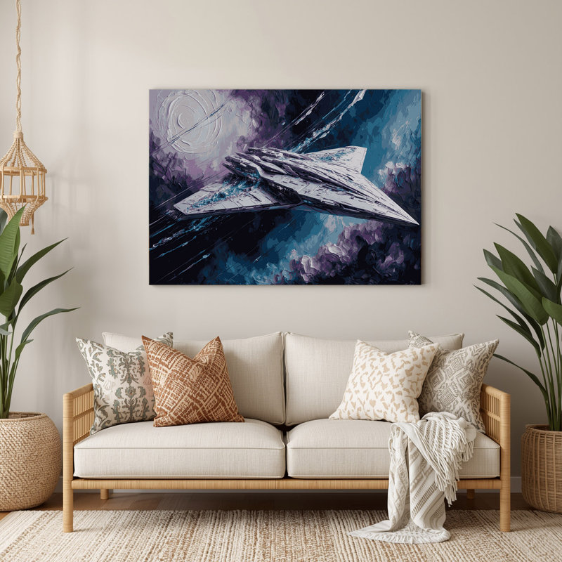 «Space Futuristic vaisseau spatial», art mural en métal gris