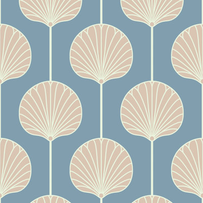 Deco Lily Large - Coastal Blue Wallpaper