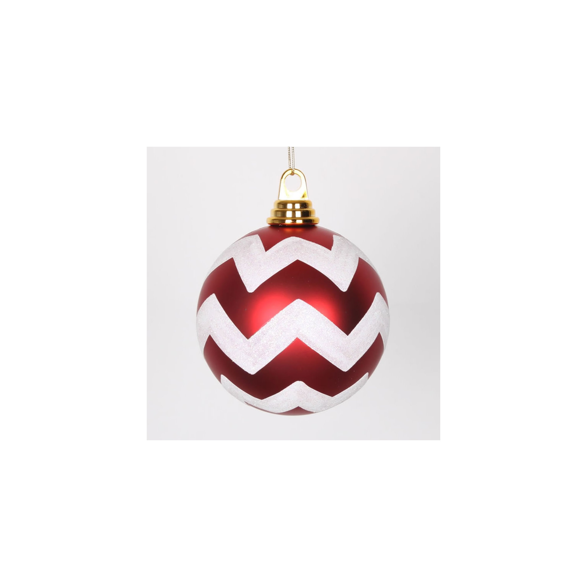 Chevron Shatterproof Christmas Ball Ornament, Cerise Pink Matte/Turquoise Blue, 4.75"H x 4.75" W x 4.75" D