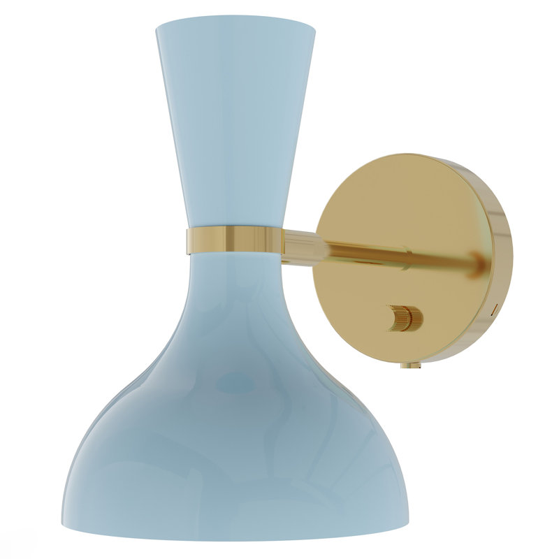Clare 1 - Light Flush Mounted Sconce, Modern Brass, Baby Blue