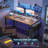 Home Office Computer Desk With LED Lights For Small Spaces, Study Writing Desk With Storage Bag And Headphone Hook-1753726530-1753726552