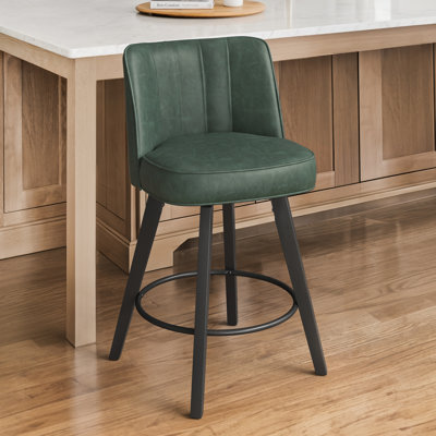 Tabouret de comptoir pivotant en bois massif H 26 po Condredge