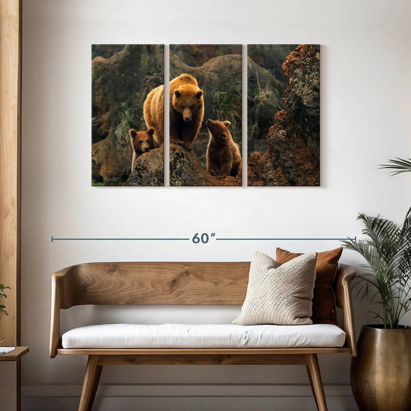 Bear And Cubs, 28" H x 45" W