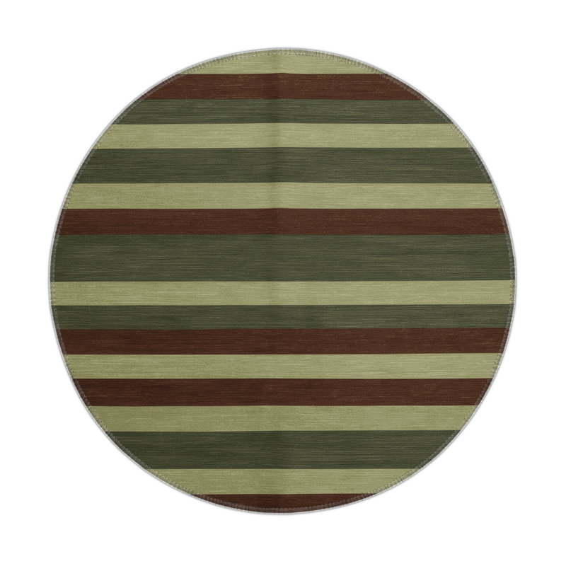 Tapis intérieur / extérieur brun HorizontalStripes, Rond 5 pi