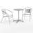 Moraal Round Aluminum Indoor-Outdoor Table Set with 2 Slat Back Chairs-728214427-795904945