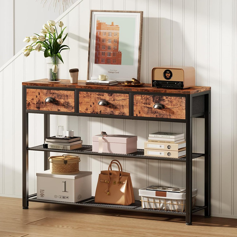 Table d'entrée, console de 38 po avec 3 tablettes en tissu