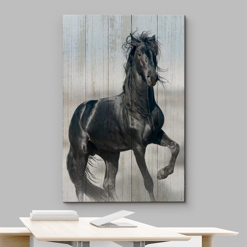 Impression sur toile, "Cadre de cheval noir", H 36 po x l 24 po x P 1,5 po, Toile tendue