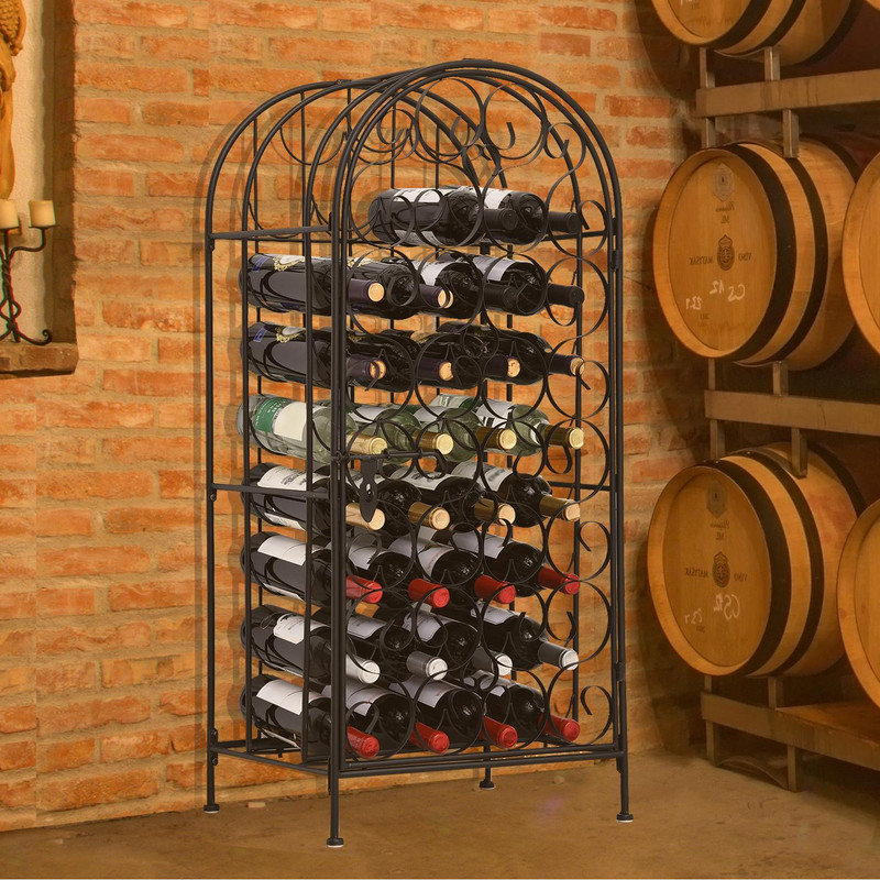 Astoria Grand 35-Bottle Wrought Iron Wine Rack Cabinet with Lock ...