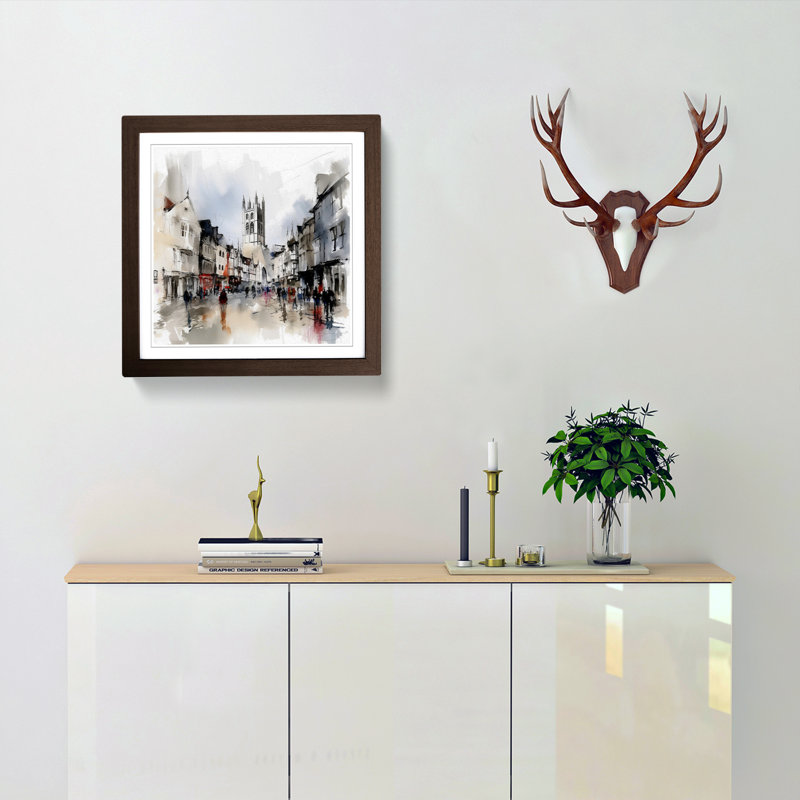 City Of Canterbury Gestural Art - Framed Print, Walnut
