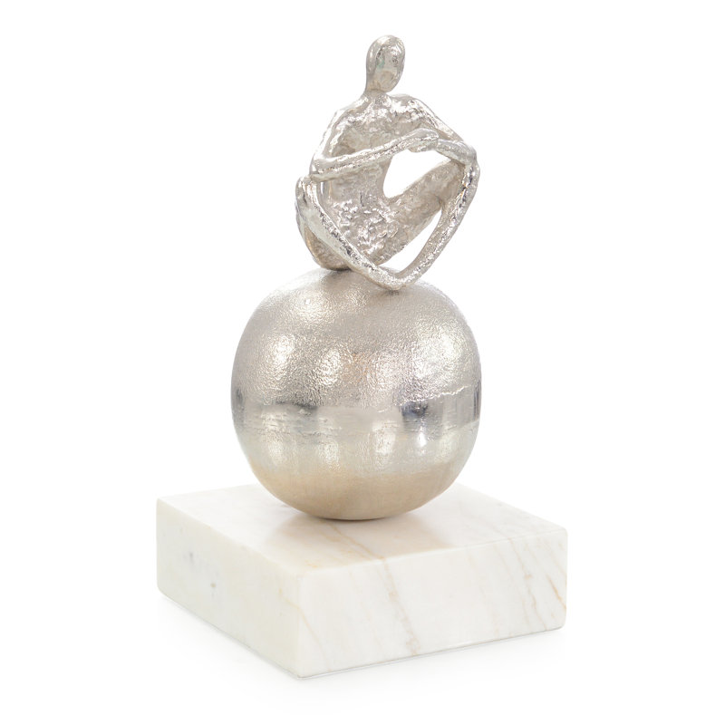 Sculpture méditation sur marbre, nickel, Nickel