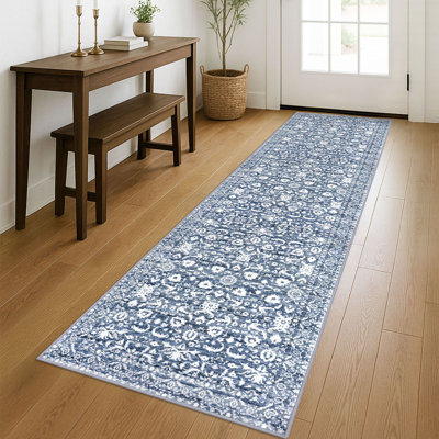 Vintage Floral Printed Washable Non-Slip Area Rug Living Room Rug Bedroom Rugs