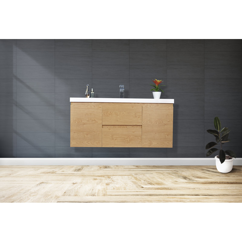 Base de meuble-lavabo simple mural 47 po 47 po, Chêne anglais
