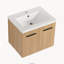 Meuble-lavabo flottant 24 po en chêne clair avec lavabo en résine, rangement mural à double porte