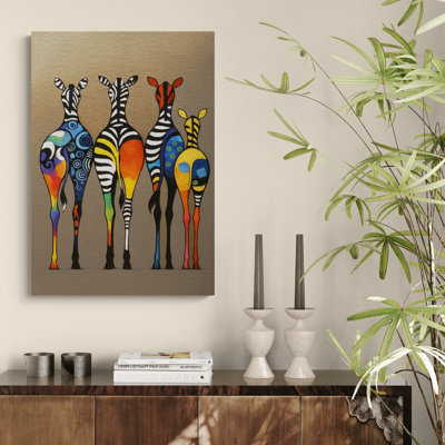 Zebras Multicolour Abstract Portrait Wall Art - Canvas Framed Print