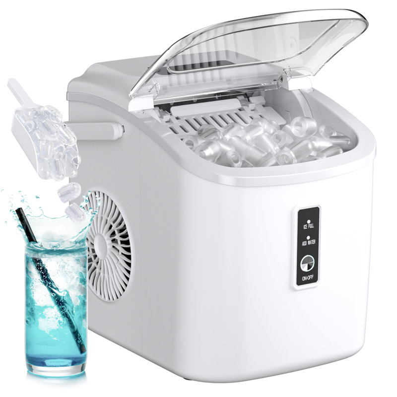 Simzlife 26Lbs. Daily Bullet Ice Countertop Ice Maker Ice Machine With Handle,Self-Cleaning Ice Makers, 26Lbs/24H, 9 Ice Cubes Ready In 6 Mins For Home/Kitchen/Bar/RV/Party/Camping