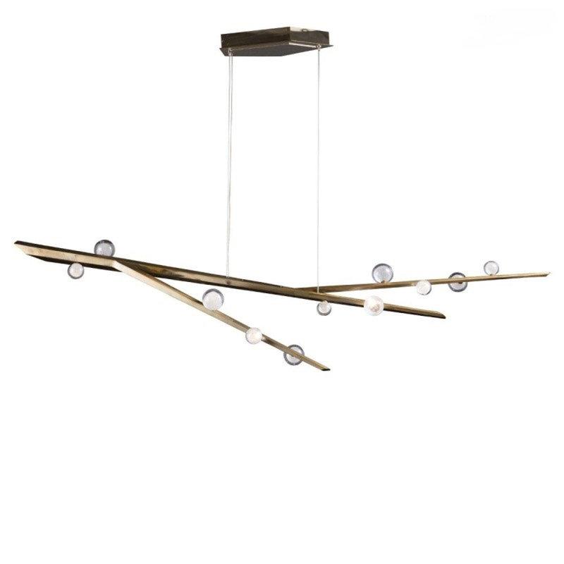 Lustre suspendu en acier 12 lumières, H 13 po x l 26 po x P 13 po, Bronze antique