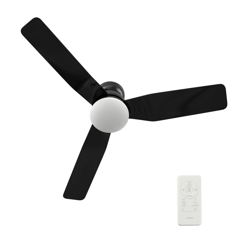 44"  3 - Blade LED Smart Flush Mount Ceiling Fan with Remote Control and Light Kit.