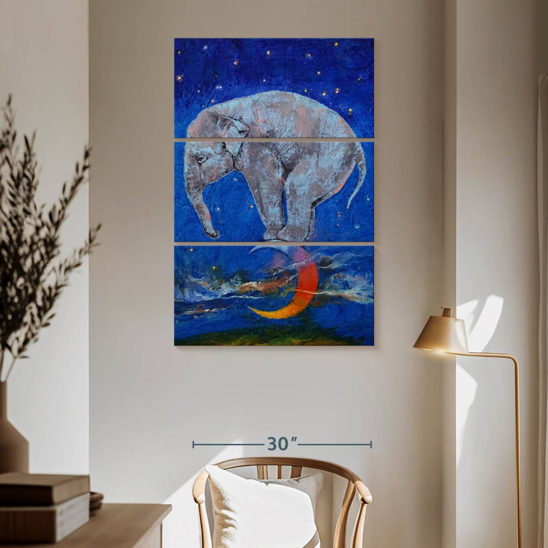 Lune éléphant Brampt, H 65 po x l 42 po