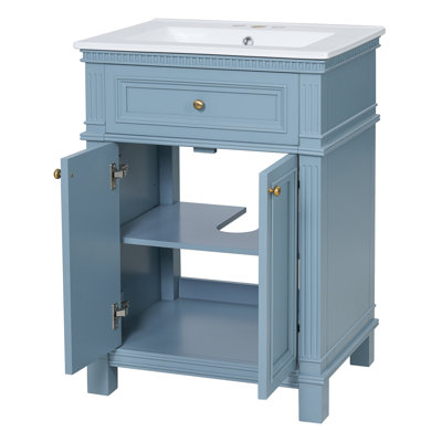 Vintage Elegance Bathroom Cabinet with Soft Closing Doors and Adjustable Shelf