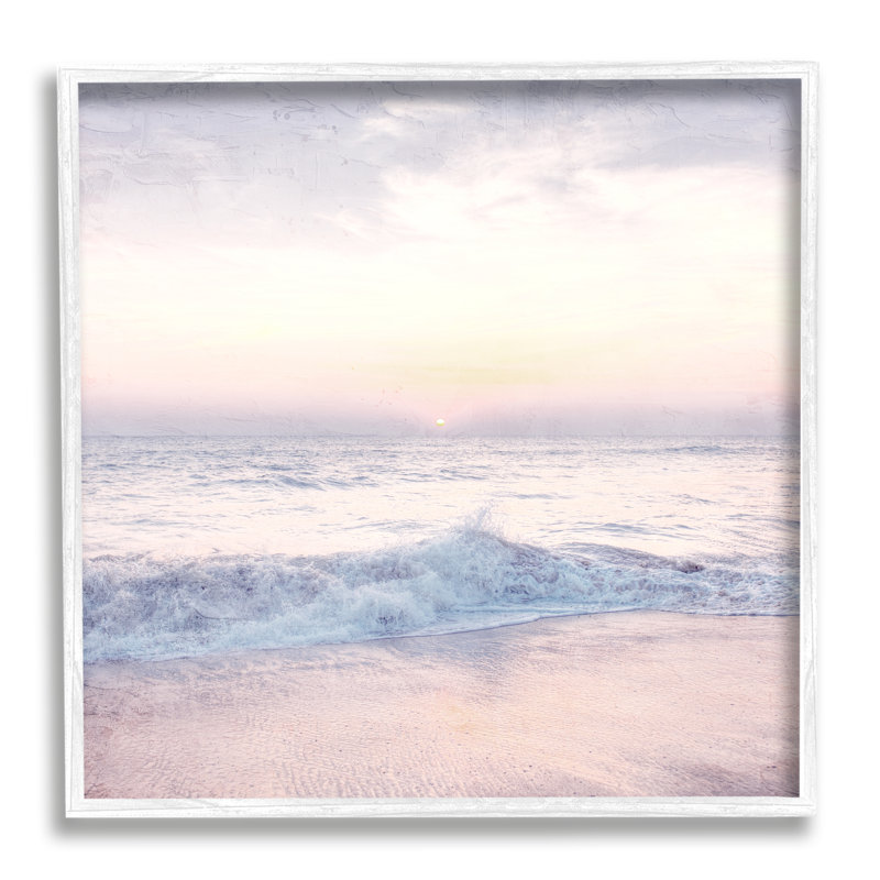 «Crashing Beach Waves Morning Sunrise», art mural texturé giclée par Ann Bailey_aq-441, H 12 po x l 12 po x P 1,5 po