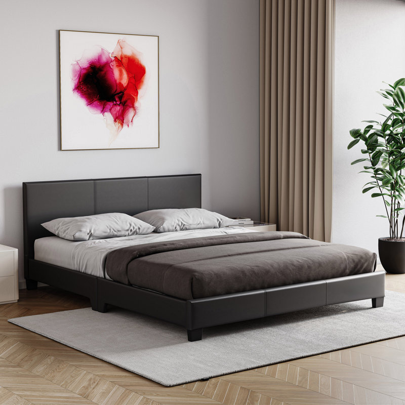 Scipio Upholstered Platform Bed, Kingsize (5'), Black
