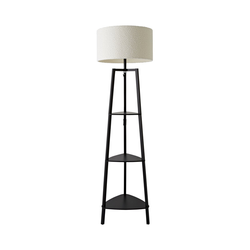 Amandip 137.5cm Tray Table Floor Lamp Set, Cream, Yes, Black