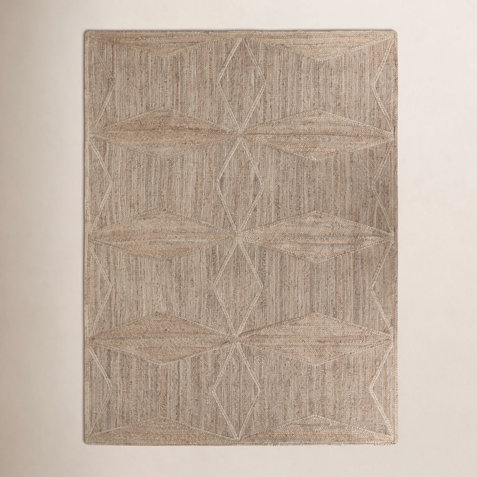 Knox Beige Hand-Woven Geometric Jute Rug, Rectangle 4' x 6'