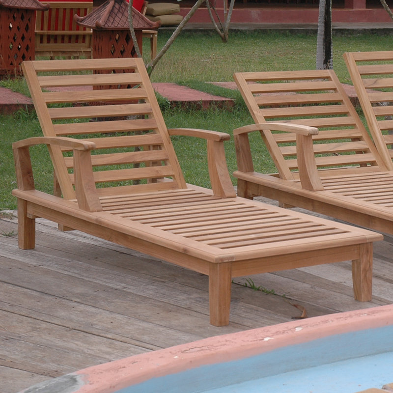 Brianna Outdoor Teak Chaise Lounge